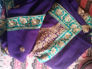 Elegant Purple Saree With Blouse