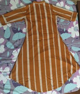 Striped Pattern Kurta With Collar