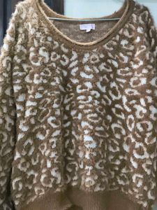 Animal Print Fuzzy Pullover Sweater