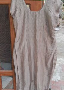 Elegant Grey Printed Kurta with patchwork
