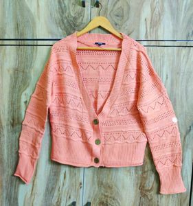 Peach Colour Knit Cardigan size-40