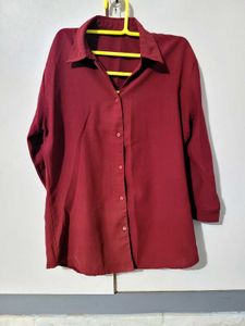 Burgundy 3/4 Sleeve Shirt