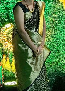 black and golden combination saree