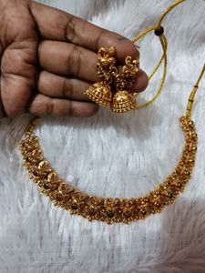 Temple Jewellery  Necklace With Earring Se