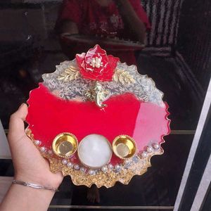 Resign Pooja Thali with Ganesha