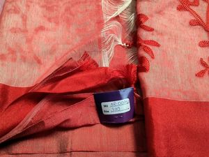 Peacock Handloom Saree - White &amp; Red