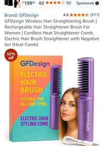Portable Hair Straightener and Curler Comb