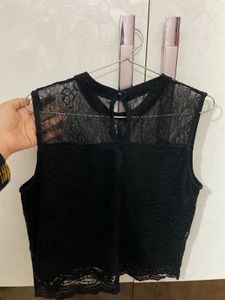 Black Lace Sleeveless Top