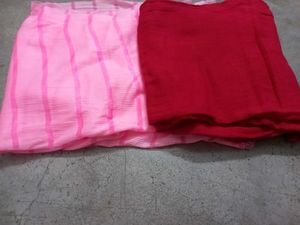 Two Dupattas  - Pink Striped & Red
