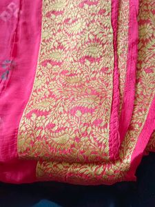 Red Color Bandhej Saree With Heavy Border
