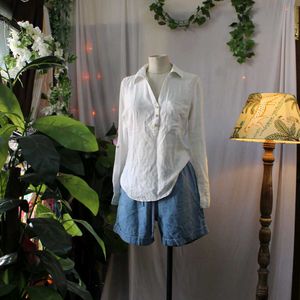 Zara White Button-Down Top
