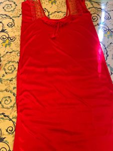 Vintage Red Lace Trim Nightgown