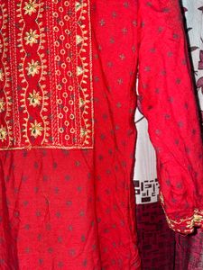 Red Embroidered Kurti