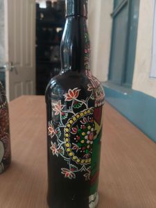 Hand Crafted Kathakali Face And Mandala Art Bottle