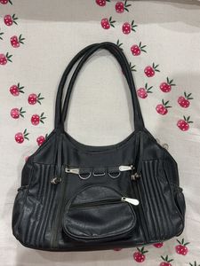 Black Faux Leather Handbag Y2K vintage