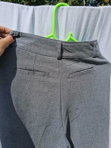 Grey Cotton Blend Trousers