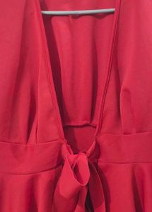 SHIEN Red Tie-Waist Top