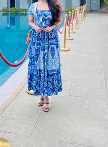 Paisley Print Blue Maxi Dress