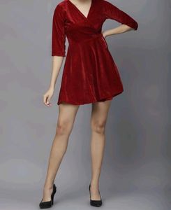 Red Velvet Wrap Dress