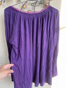 Purple Lace Trim Long Sleeve Top