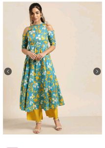 Turquoise Floral Cold Shoulder Midi