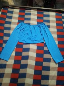 Blue Long Sleeve Crop Top new with tag