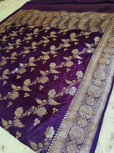 Pure Silk Banarasi Purple 💜 Saree 💗