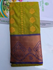 Mehandi Silk  Saree with Woven Border