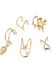 korean style metal cuff earrings gold piercing set
