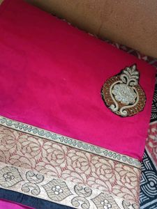 Elegant Pink Saree with Border