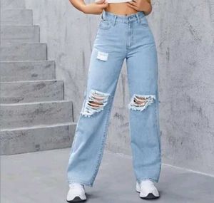 Ripped Wide Leg Jeans