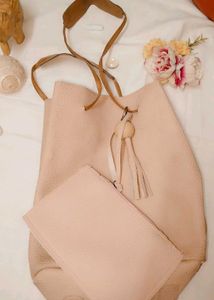 Pale Pink Tote Bag with Pouch