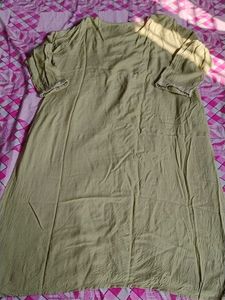 Olive Green Embroidered Kurta