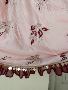 Elegant Maroon &amp; Pink Floral Dress 10/10