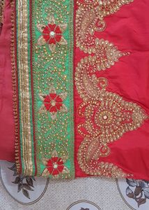 Green And Red Color Saree