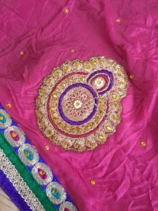PINK COLOUR HEAVY EMBROIDERY AND STONE WORK SAREE
