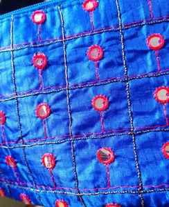 Royal Blue Mirror Embroidery Clutch Women