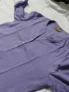 Aurelia Purple Striped Cotton Mix Kurta