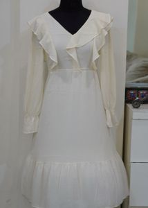 Ivory Ruffle Trim Dress