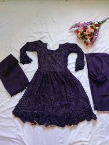 Elegant Purple Anarkali Kurta Set