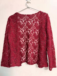 Burgundy Lace Cardigan