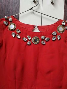 Elegant Maroon Embellished Anarkali