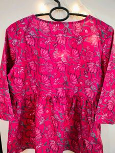 Floral Peplum Ethnic Top For Women