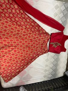 Sleeveless Red Lehenga And Choli
