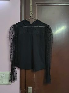 Chic Black Polka Dot Top