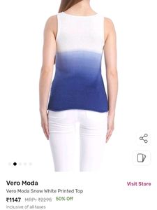 Vero Moda White &amp; Blue Ombre-dyed Y2K Top ❤️