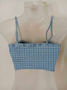 Blue Gingham Crop Top