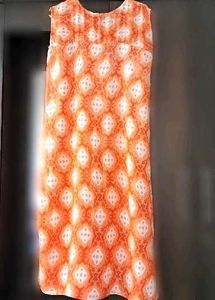 Orange Printed Casual Dress