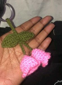 Cute Pink Tulip Crochet Key Chain 🌷