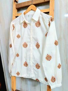 Embroidered off White Shirt size-44-46